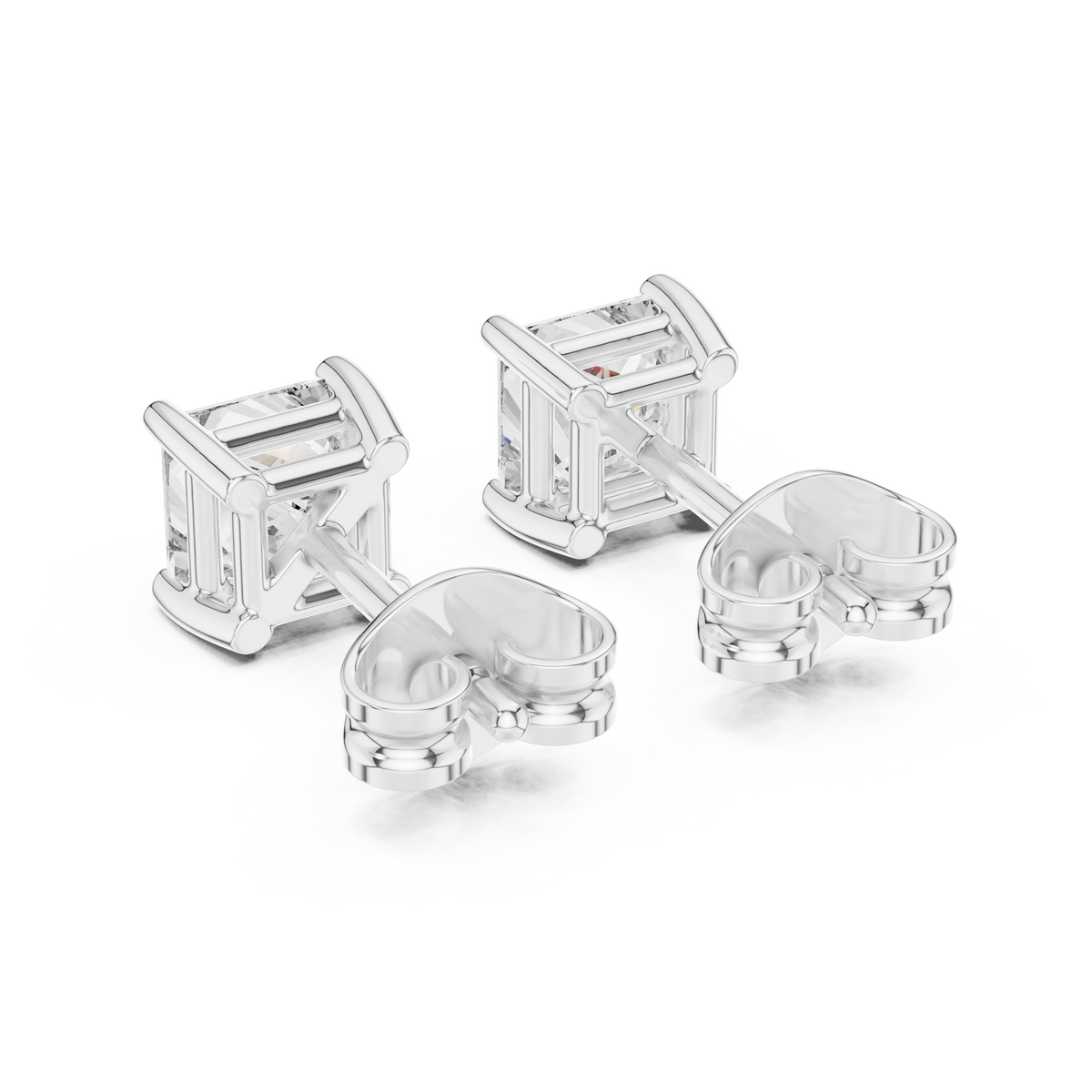 Signature Princess Cut Moissanite Diamond Stud Earrings Premium Square Design - View 10