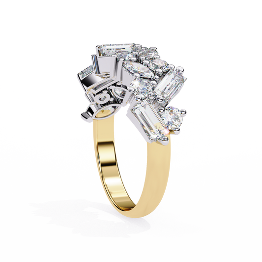 Mixed Cut Moissanite Diamond Pave Setting Wedding Band - View 2