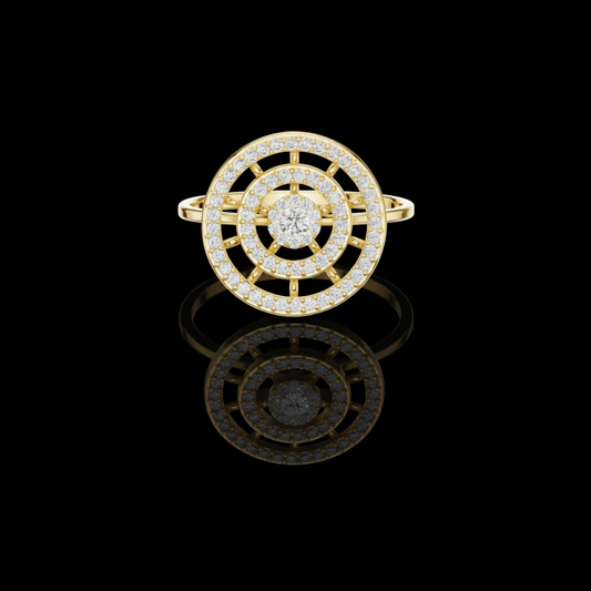 Multi Row Round Cut Lab Diamond Halo Engagement Ring