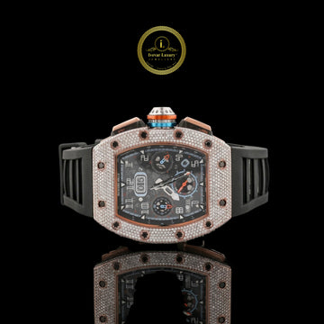 Ivevar's Velocity VVS -Moissanite Diamond Chronograph with Racing-Grade Rubber Strap