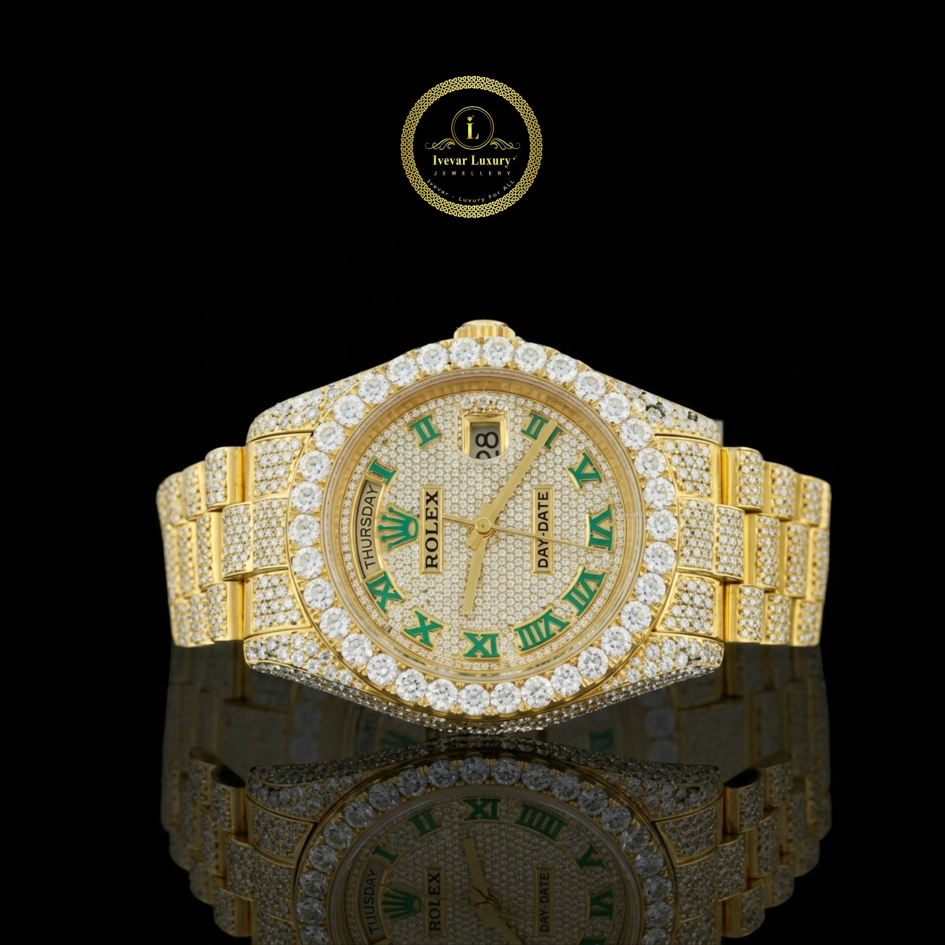 Luxury gold watch with diamond accents 