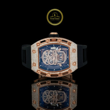 Luxury Moissanite Diamond Skeleton Watch with Rubber Band by Ivevar