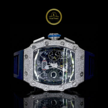 Luxury Men's Watch - Black Rubber Strap with Iced Out Moissanite Face - Ivevar