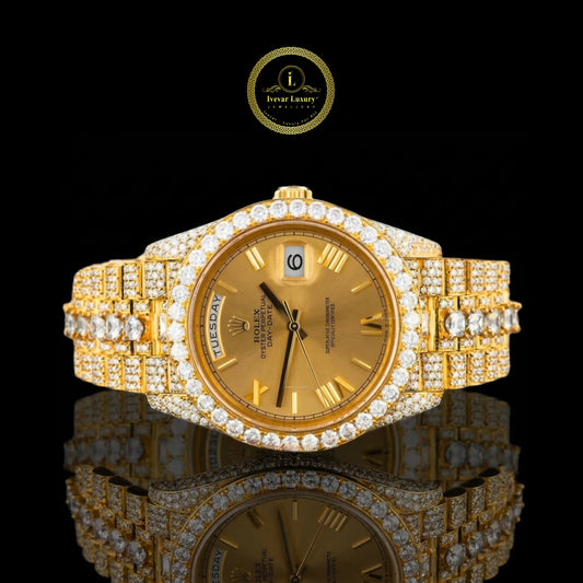 Gold wristwatch with diamond accents 