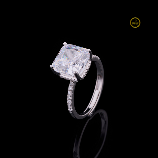 Radiant Cut Lab Diamond Solitaire Engagement Rings - View 2