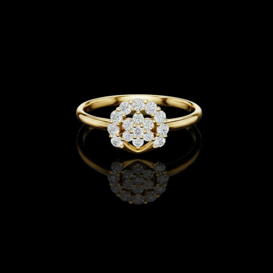 Art Deco Round Cut Moissanite Diamond Cluster Anniversary Ring