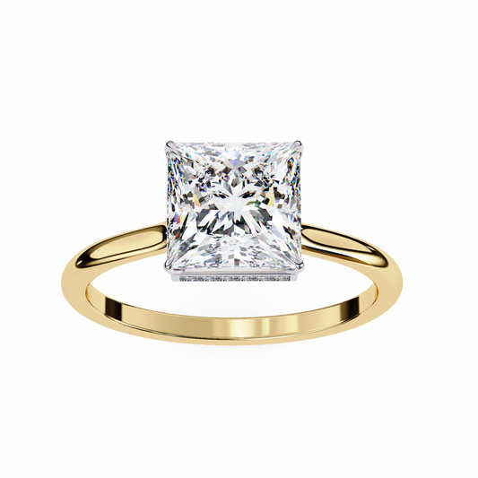 Princess Cut Lab Diamond Engagement Ring With Four Prong - View 2