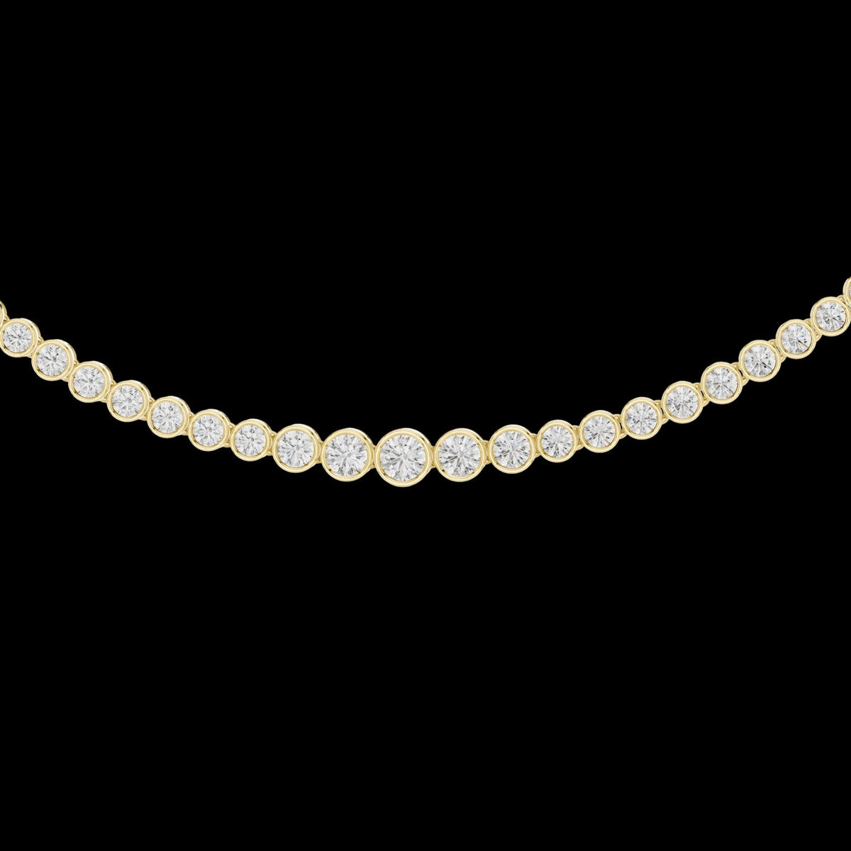 Stunning Round Cut Lab Grown Bezel Set Tennis Necklace
