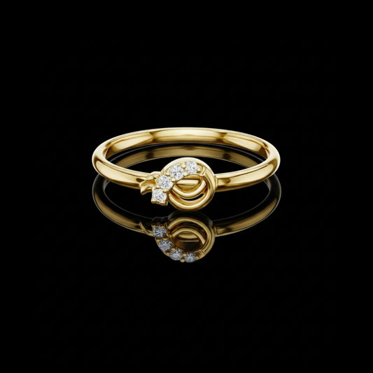 Round Cut Lab Diamond Knot Gold Promise Ring for Women