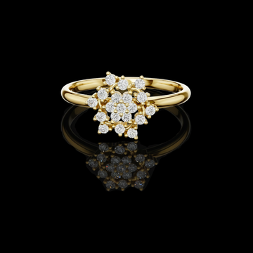 Snowflake Floral Cluster Round Cut Lab Diamond Wedding Ring
