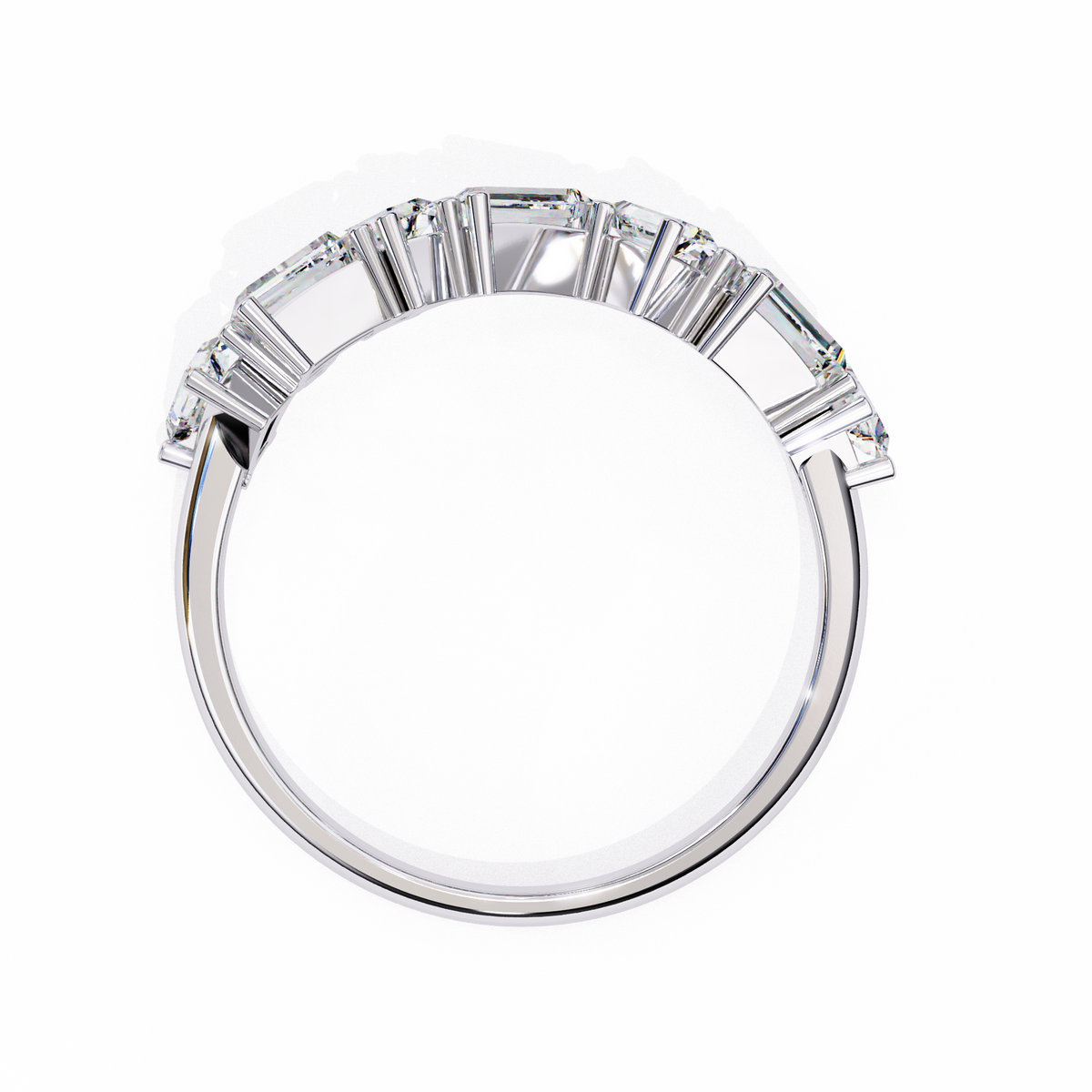 Baguette & Round Cut Moissanite Diamond Eternity Ring Wedding Band - View 9