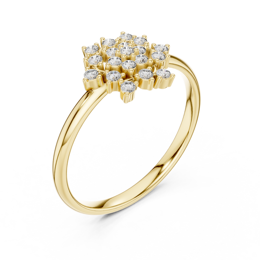Snowflake Floral Cluster Round Cut Lab Diamond Wedding Ring - View 2