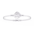Round Cut Moissanite Diamond Curved Motif Double Chain Bracelet - View 7