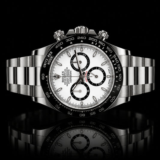 White Panda Chronograph Stainless Steel Ceramic Bezel Luxury Watch