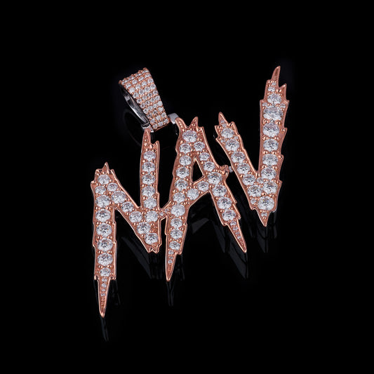 NAV Letter Name In Two Tone with Moissanite Diamond by Ivevar.