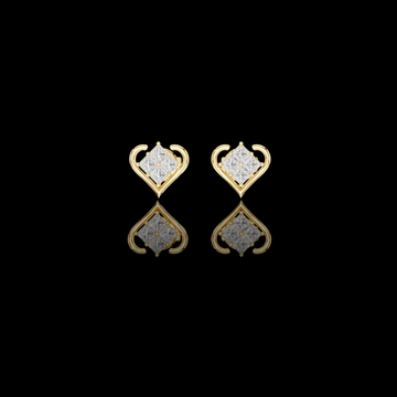 Crown Collection Heart Shaped Princess Lab Diamond Stud Earrings