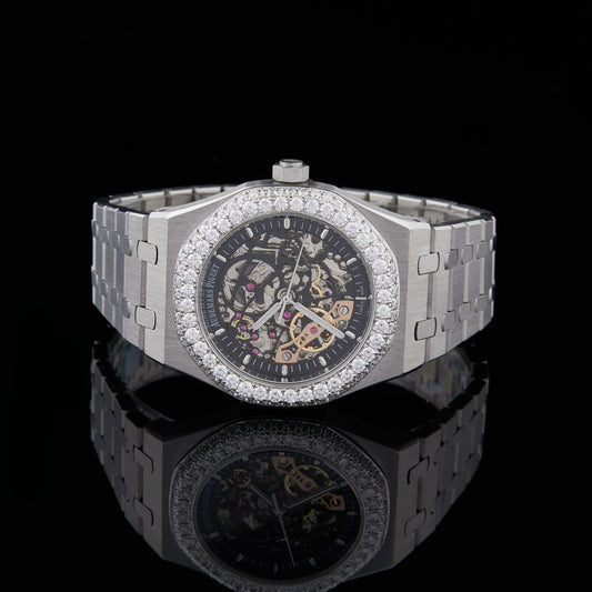 Ivevar Royal Skeleton Moissanite Diamond Watch Collection Blue Sapphire Edition