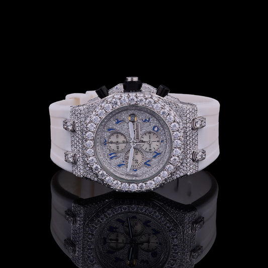 Diamond Monarch Collection Full Pavé Luxury Chronograph Watch And Signature Moissanite Diamond Eyewear Set