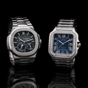 Ivevar Moissanite Diamond Prestige Collection Blue Dial Diamond Bezel And Luxury Steel Timepiece Set