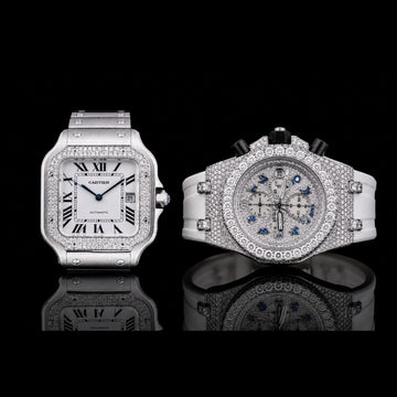 Ivevar Moissanite Diamond Prestige Collection White Ice Luxury Watch Duo