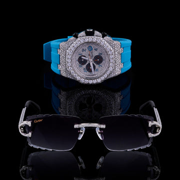 Moissanite Diamond Elite Collection Luxury Chronograph Timepiece And Signature Diamond Eyewear Set