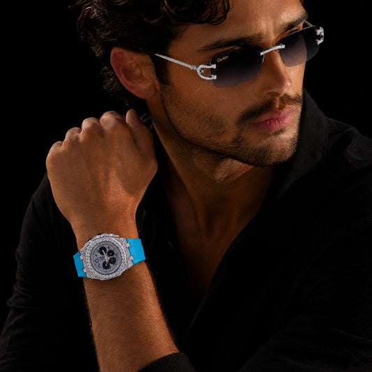 Moissanite Diamond Elite Collection Luxury Chronograph Timepiece And Signature Diamond Eyewear Set