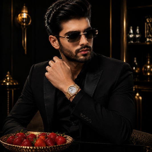 Royal Gold Moissanite Diamond Lifestyle Collection Luxury Timepiece & Designer Eyewear Masterpiece