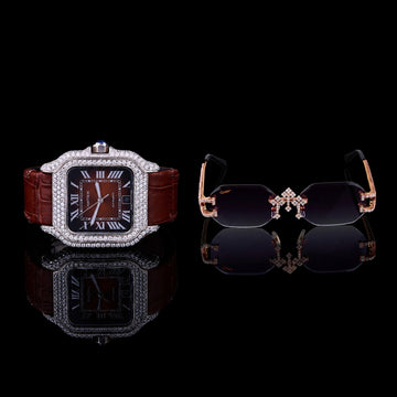 Imperial Diamond Heritage Collection Luxury Moissanite Diamond Timepiece And Signature Designer Eyewear Set