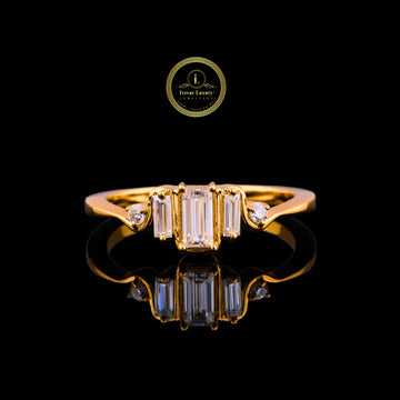 Three Baguette Moissanite Diamond Wave Band Engagement Ring
