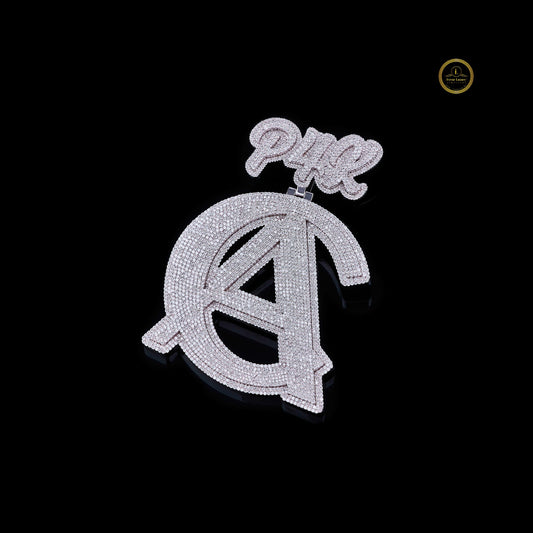 Luxury Custom Initial Lab Grown Diamond Pendant with Crown High Shine Hip Hop Look