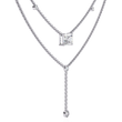 Double Layer East West Radiant Moissanite Diamond Y Drop Necklace - View 9