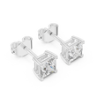 Signature Princess Cut Lab Diamond Stud Earrings Premium Square Design - View 4