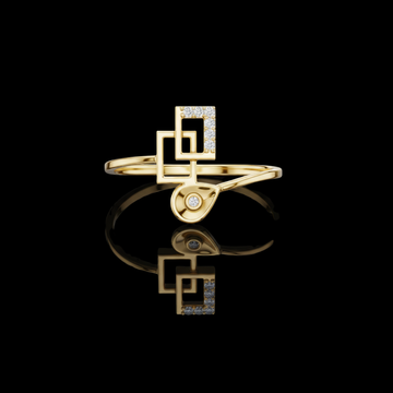 Geometric Drop Shape Ring in Brilliant Round Moissanite Diamond