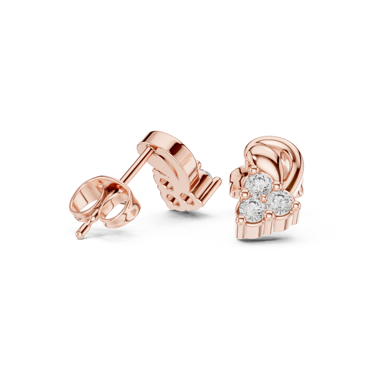 Exclusive Round Cut Moissanite Diamond Cluster Stud Earrings with Sculpted Curved Design - View 8