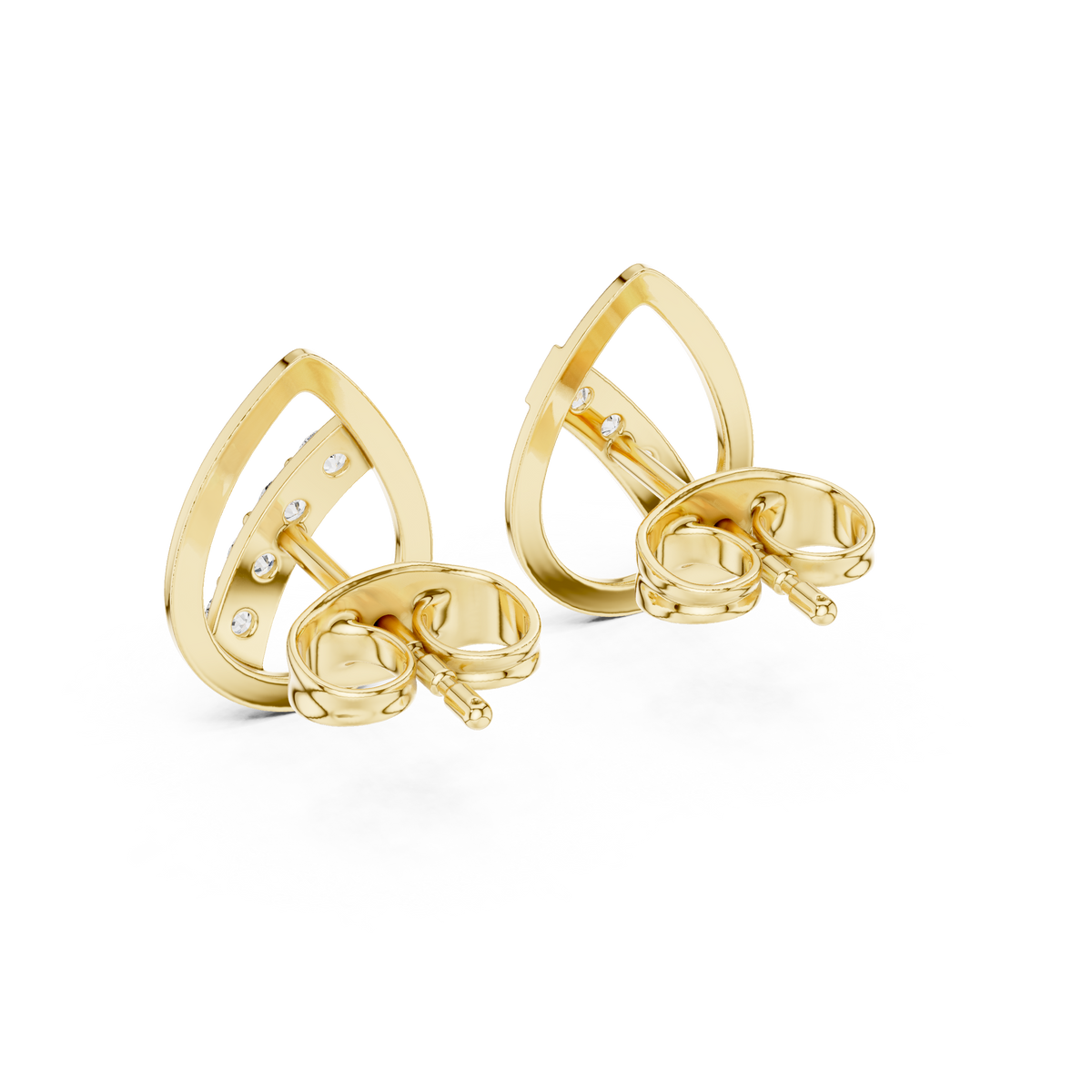 Modern Teardrop Round Moissanite Diamond Stud Earrings with Brilliant Cut Accents - View 8