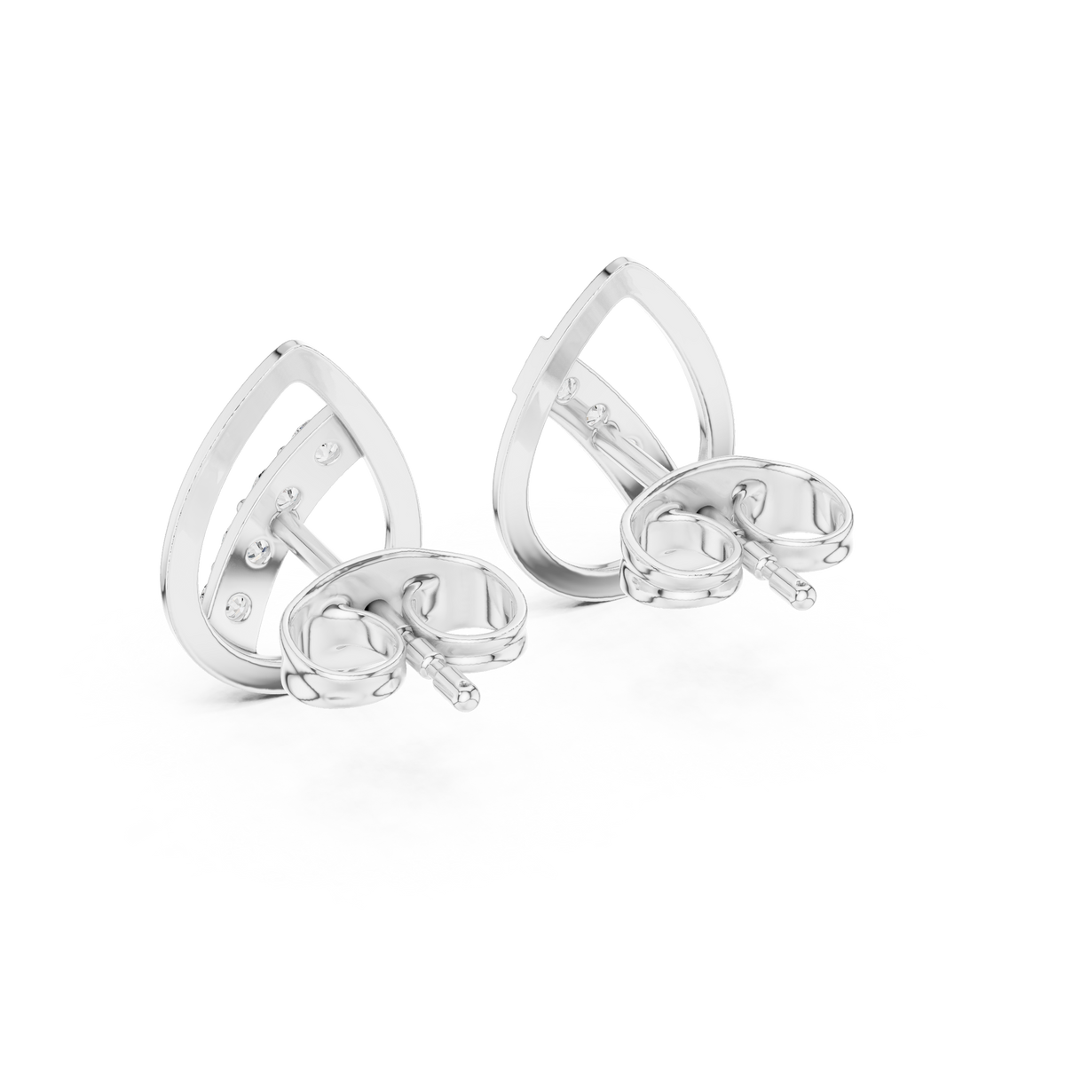 Modern Teardrop Round Lab Diamond Stud Earrings with Brilliant Cut Accents - View 10