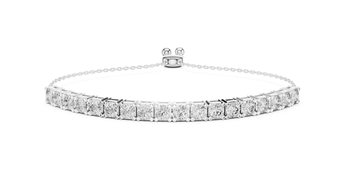 Round Lab Diamond Tennis Bracelet with Continuous Design - View 3