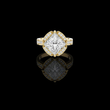 Princess Cut Open Corner Halo Lab Diamond Ring