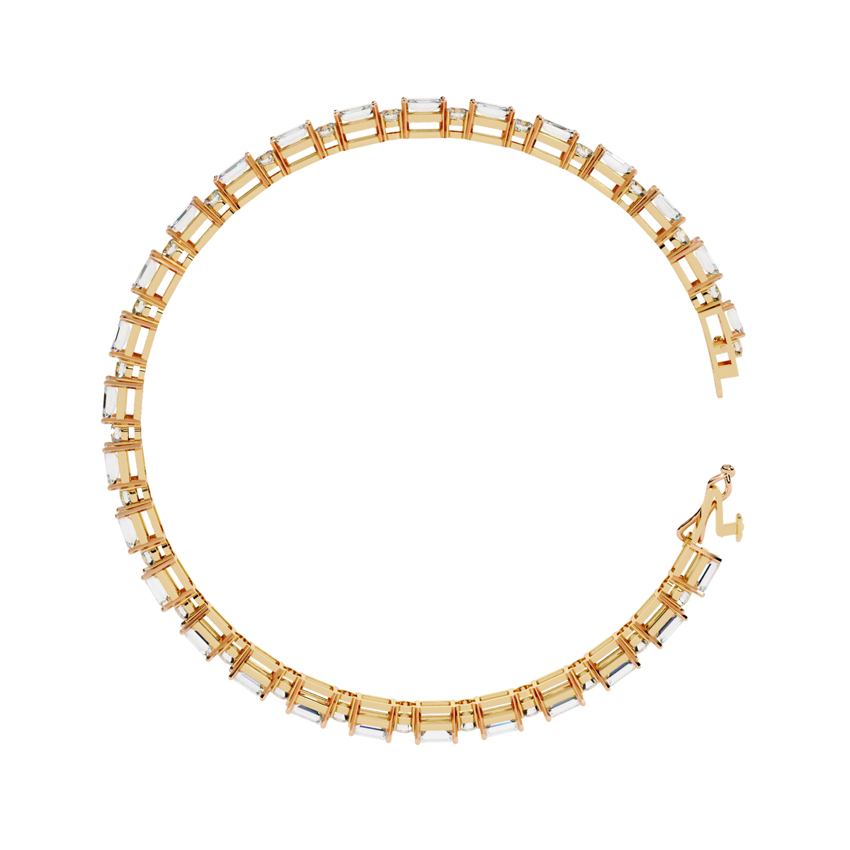 Alternating Emerald & Round Cut Lab Diamond Tennis Bracelet - View 5