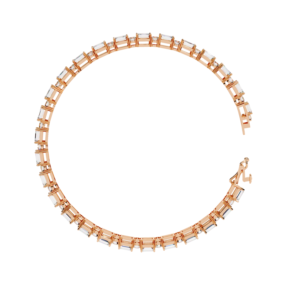 Alternating Emerald & Round Cut Lab Diamond Tennis Bracelet - View 6