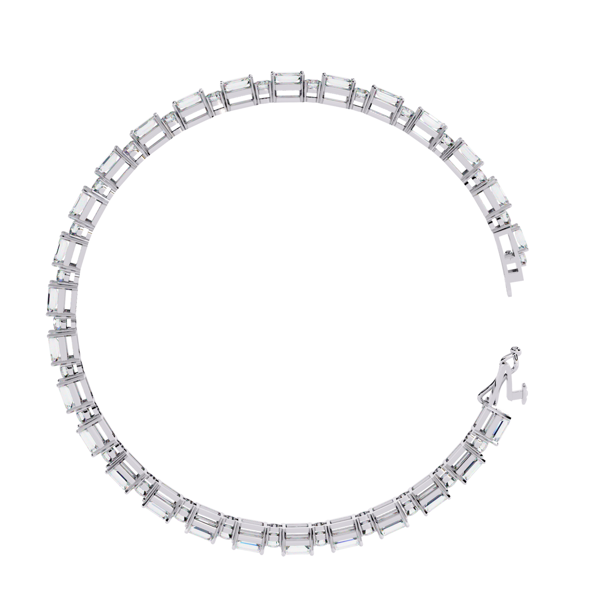 Alternating Emerald & Round Cut Lab Diamond Tennis Bracelet - View 7