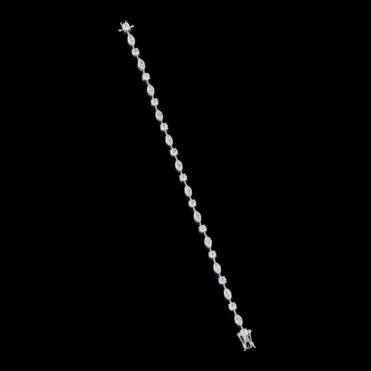 Alternating Marquise and Round Moissanite Diamond Tennis Bracelet