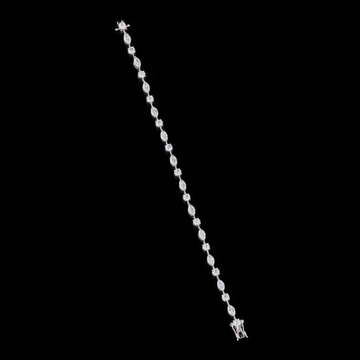 Alternating Marquise and Round Moissanite Diamond Tennis Bracelet