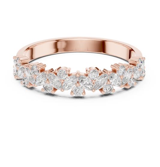 Marquise and Round Moissanite Diamond Wedding Band - View 2