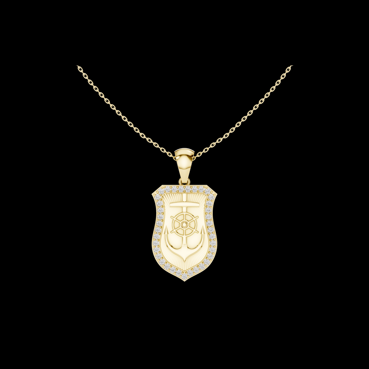 Dainty Geometric Shield Pendant with Round Lab Grown Diamond