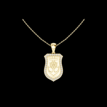 Dainty Geometric Shield Pendant with Round Lab Grown Diamond