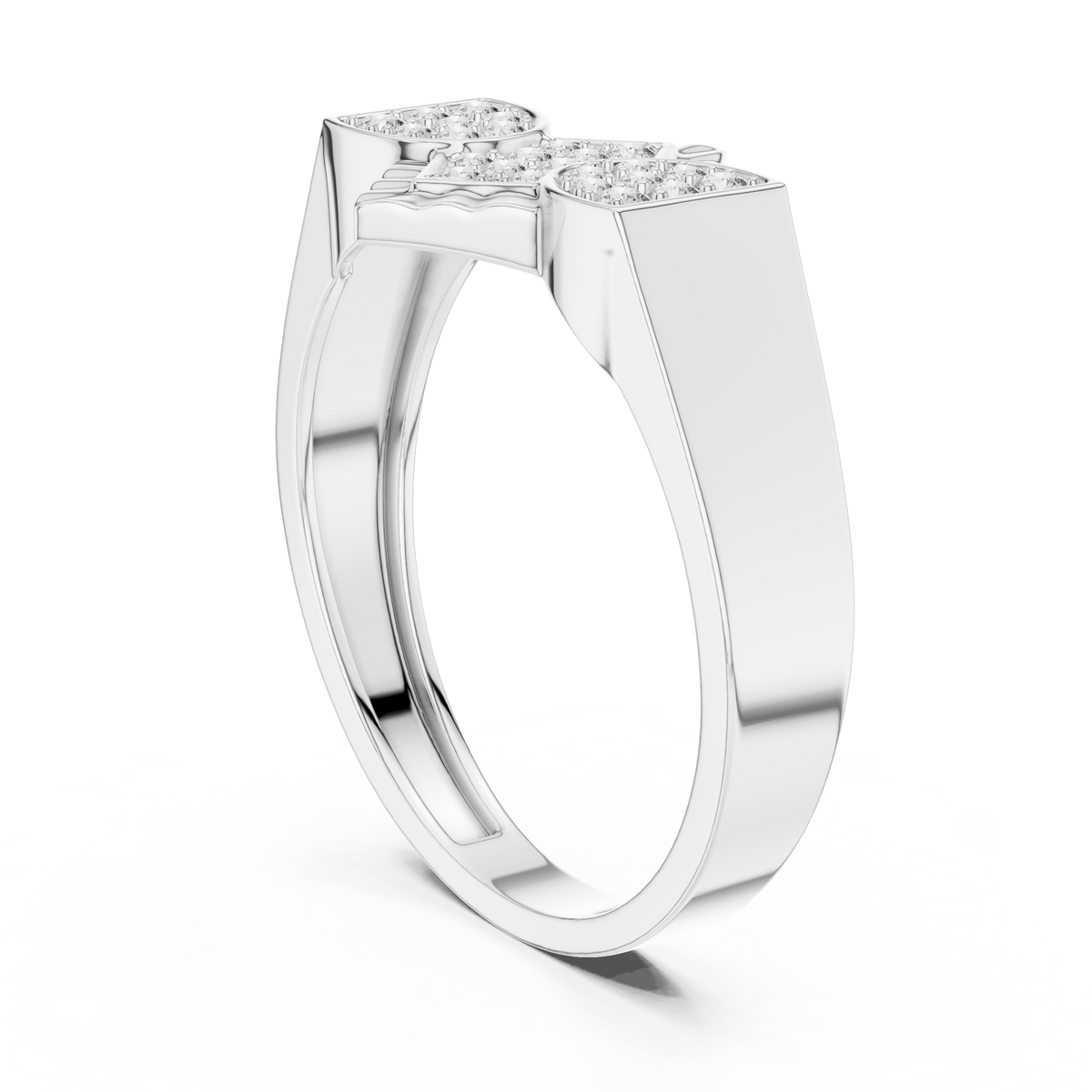 Round Cut Lab Grown Diamond Men's Modern Three Cluster Statement Ring - View 9