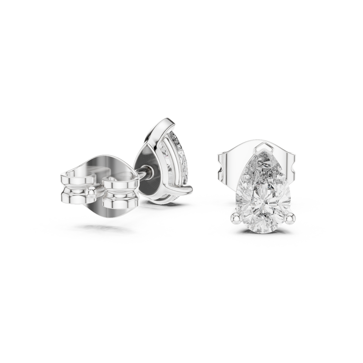 Pear Shaped Moissanite Diamond Stud Earrings with Classic Three Prong Setting - View 9