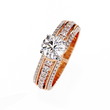 Round Cut Triple Pave Moissanite Diamond Solitaire Engagement Ring - View 3