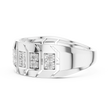 Round Cut Lab Grown Diamond Men's Chevron Edge Geometric Statement Ring - View 12